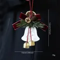Squisito ornamento campana di Natale con fiocco di velluto e pigna, decoro 10x12cm - Pendaglio a Campana Bianca con Fiocco Bordo Rosso Oro (025 Nuovo Campana - Stile L)