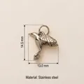Colgante de colibrí en acero inoxidable plateado con medidas de 14,5 mm x 13,0 mm guía - Colibrí Color Acero