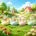 Adorable set of 4 cartoon bear glowing snow globes on colorful duck bases for children's gifts - Bathing Bear Style (NO.37) / 45# Light + Snow (Random One)
