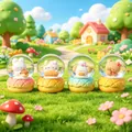 Set of 4 adorable cartoon animal crystal snow globes with glowing bases for kids' gifts - Bread Cartoon Style (NO.19面包卡通) / 45# Light + Snow (Random One)