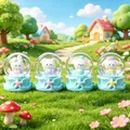 Set of 4 cute cartoon mermaid animal crystal globes with luminous LED base ornaments - Ocean Star Style (NO.106) / 45# Light + Snow (Random One)