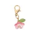 Elegante roze doorschijnende bloemenhanger met blad en gouden kreeftsluiting voor tassen - Bloemenhanger / Rozerood