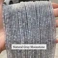 Perles en pierre de lune grise naturelle à facettes avec éclat bleu pour bijoux artisanaux - Perles De Pierre De Lune Grise Naturelle Avec Section Transversale / 2mm environ 180pcs
