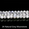 Perles de pierre de lune grise naturelle 3A de qualité supérieure avec éclat bleu - Perles De Clair De Lune Gris Naturel 3a / 10mm environ 37pcs