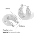 Minimalist geometric hollow C-shape hoop earrings in polished silver stainless steel - Minimalist Geometric Hollow C-Shape Earrings (EH602S)