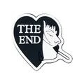 Gothic heart-shaped shoe charm for clogs with THE END text and stylized character face - THE END Heart Style (MQ266-01) / 2.5cm-3.5cm / MQ266-01