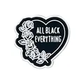 Gothic heart-shaped PVC shoe charm featuring roses and 'All Black Everything' text for clogs - MQ266-05