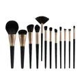 Professional 12pcs makeup brush set featuring matte black handles and soft synthetic bristles. - Bare Brushes Style / 12 Pieces / Matte Black