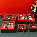 Cajas de regalo de Navidad rojas y verdes con ventana transparente y lazo elegante - Con Cuerda de Transporte (12*12*10cm) / Verde