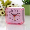 Compact square pink mini analog alarm clock for children's bedroom bedside table - Pink