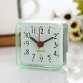 Minimalist square mini analog alarm clock with transparent green frame. - Green