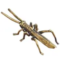 Detailed vintage brass cricket figurine antique style desktop tea pet insect ornament - Locust