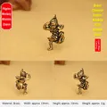 Vintage solid brass Sun Wukong monkey zodiac figurine keychain pendant 33mm height - 19x33mm / Brass Color (Cloud Riding Monkey)