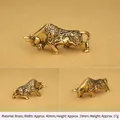 Handcrafted vintage brass ox figurine zodiac keychain pendant accessory small size - 40x19mm / Brass Color (Fortune Bull Small)