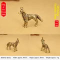 Vintage Messing Sternzeichen Hund Figur Schlüsselanhänger, 3D Tierstatue - 40x30mm / Messingfarbe (Tierkreis Wolfshund)
