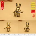 Sternzeichen Hase Figur aus Messing, Vintage Schlüsselanhänger für Auto oder Geschenk - 27x34mm / Messingfarbe (Vielversprechender Hase)