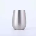 Detailed view of the brushed metal texture on a 12oz stainless steel U-shaped egg cup tumbler - Stainless Steel Original