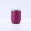 Detailed macro shot of the purple 12oz stainless steel vacuum insulated wine tumbler - Purple