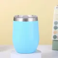 12oz light blue insulated stainless steel egg-shaped wine tumbler with lid - With Lid / Sky Blue