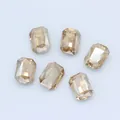 Set of six octagon emerald cut champagne crystal glass loose gems for DIY crafts - 30 Pieces (4x6mm) / Gold Champagne