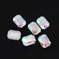 Multicolor octagonal AB iridescent crystal glass rhinestones for DIY jewelry and crafts - 30 Pieces (4x6mm) / AB White