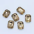 Champagne octagonal emerald-cut crystal glass gems for DIY jewelry making - 30 Pieces (4x6mm) / Coffee