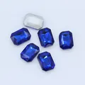 Royal blue octagonal emerald cut glass crystal rhinestones with pointed foil back for DIY crafts - Dark Blue