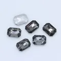 Smoky grey octagon emerald cut glass crystal rhinestones for DIY jewelry crafting - Transparent Gray
