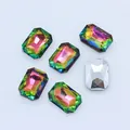 Rainbow octagonal glass crystals with pointed back for DIY jewelry and craft decorations - Multicolor