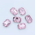 Set of six pink octagonal rectangular glass crystals for DIY clothing and jewelry accessories - Light Pink