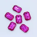 Vibrant fuchsia octagonal faceted glass crystal rhinestones for DIY jewelry and crafts - Rose Red