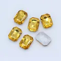 Amber octagonal faceted glass gems with silver foil backing for DIY jewelry crafts - Gold