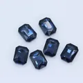 Dark blue octagonal emerald-cut faceted glass gemstones for DIY jewelry accessories - Ink Blue