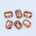 Set of six champagne octagonal faceted crystal glass gems for DIY jewelry decoration - Rose Red