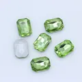 Green octagonal faceted crystal glass gems with silver pointed back for DIY crafts - Light Green
