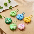 Handheld glowing four-leaf clover keychain stress relief toy available in multiple pastel colors - Clover Pendant / Mini Ball Chain / Yellow