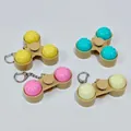 Set de porte-clés anti-stress en forme de petit pain à la vapeur mignon fun. - Spinner 2 Boutons (Sans Lumière) / Beige