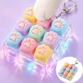 Macaron cat paw glowing fidget keychain with soft silicone buttons for stress relief - 9-Key Matrix / Lightweight / Multicolor