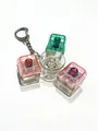 Mechanical switch fidget spinner keychain with transparent pink and green keycaps - 3-Key Fidget Spinner / Multicolor / Transparent Multicolor