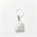 Porte-clés jouet fidget testeur de touche de clavier en silicone blanc en forme de patte de chat - Anneau de suspension inclus / Léger / Blanc