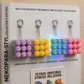 Macaron cat paw LED mechanical switch fidget keychain for stress relief backpack pendant - 9-Key Matrix / Lightweight / Purple