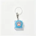 Adorable porte-clés testeur de commutateur clavier mécanique patte de chat en silicone bleu - Anneau de suspension inclus / Léger / Bleu