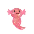 Cute pink transparent axolotl squeeze toy with shimmering sequins for stress relief - Pink
