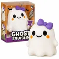 Χαριτωμένο λευκό φάντασμα παιχνίδι squishy με μωβ φιόγκο και αρχική συσκευασία - Στυλ Αξεσουάρ Μαλλιών