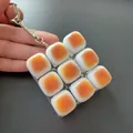 Llavero probador de teclas con forma de pan para aliviar el estrés y la ansiedad diaria - Nueve Teclas Cuadrado / Sin Efecto de Luz / Pan de Caramelo