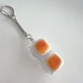 Llavero de juguete fidget con interruptor de teclado mecánico con forma de pan tostado - Dos Teclas Lineal / Sin Efecto de Luz / Pan de Caramelo