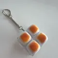 Llavero antiestrés 2x2 con teclas de interruptor mecánico con forma de pan tostado - Cuatro Teclas Cuadrado / Sin Efecto de Luz / Pan de Caramelo