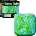 Παιχνίδι Dream Squishy stress cube με πράσινο και μπλε μάρμαρο και αρχική συσκευασία - 5.5cm Πράσινος Κύβος Ροής Maltose