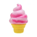 Simpatico squishy a forma di cono gelato rosa e giallo in morbido materiale PU a rilascio lento - Con Etichetta / Rosa