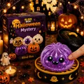 Detaillierte Ansicht eines lila glitzernden Squishy-Brötchens aus der Blink Box Halloween - Kartonverpackung / Lila Geist